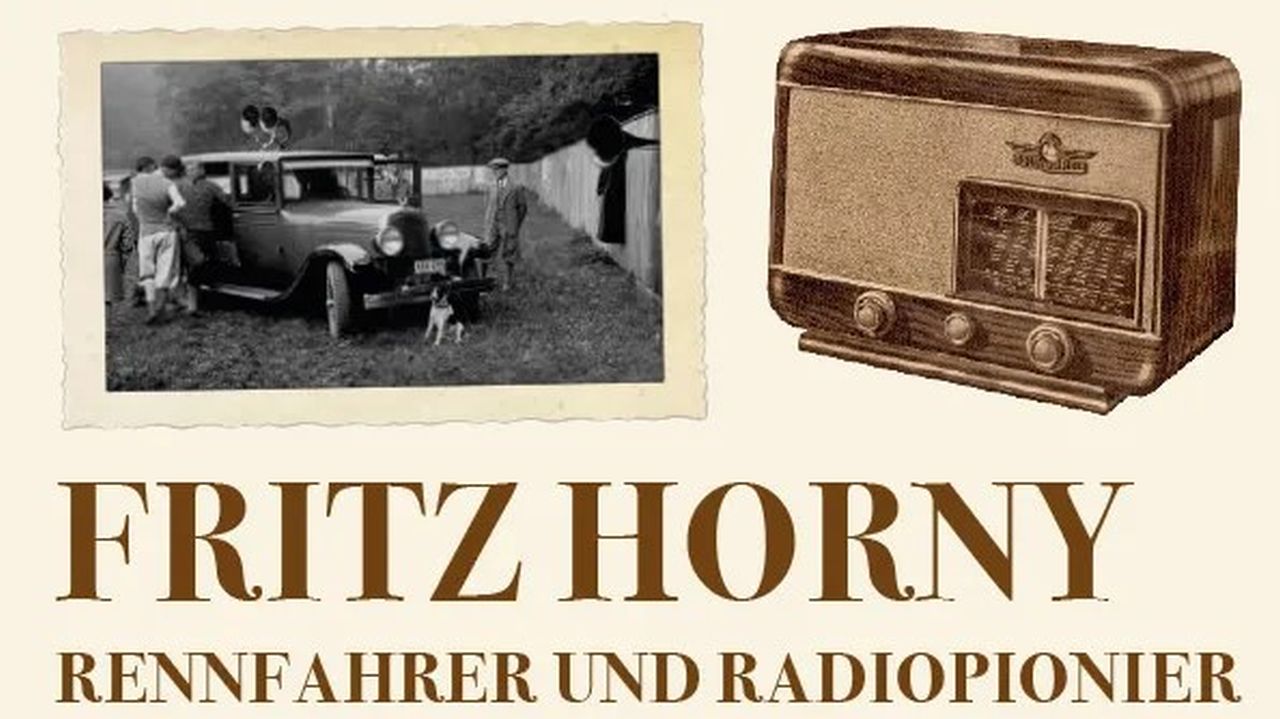 Sonderausstellung "Fritz Horny. Rennfahrer und Radiopionier", Flyer, Ausschnitt (© Hainfeld|Museum)